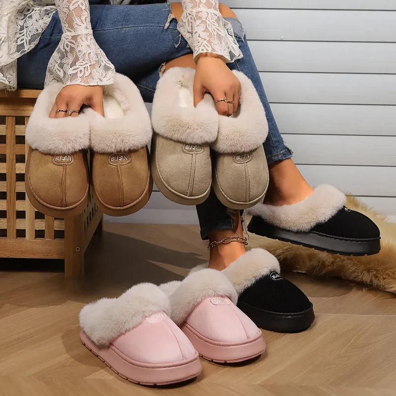 2024 Nuevos toboganes de envío gratis zapatos para mujeres de diseño gruesas zapatillas de algodón soledas zapatillas de abajo p