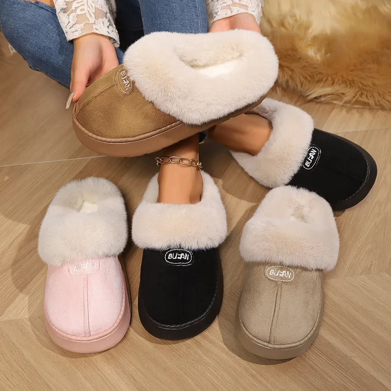 2024 Nuevos toboganes de envío gratis zapatos para mujeres de diseño gruesas zapatillas de algodón soledas zapatillas de abajo p