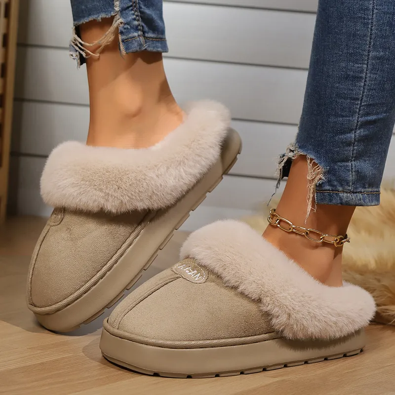 2024 Nuevos toboganes de envío gratis zapatos para mujeres de diseño gruesas zapatillas de algodón soledas zapatillas de abajo p