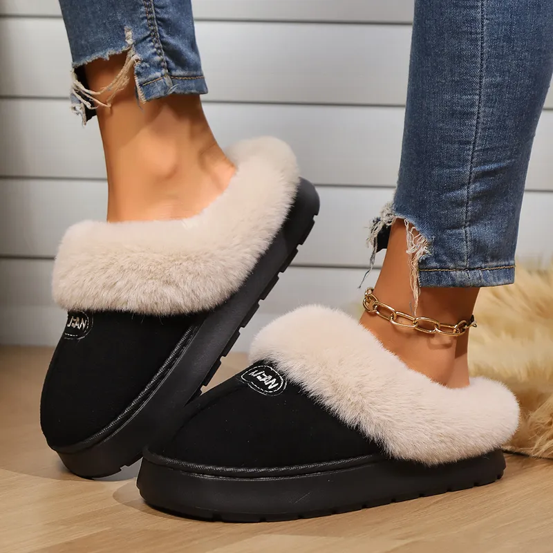 2024 Nuevos toboganes de envío gratis zapatos para mujeres de diseño gruesas zapatillas de algodón soledas zapatillas de abajo p