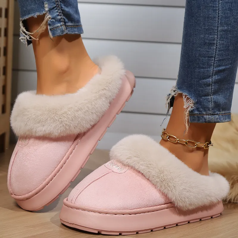 2024 Nuevos toboganes de envío gratis zapatos para mujeres de diseño gruesas zapatillas de algodón soledas zapatillas de abajo p