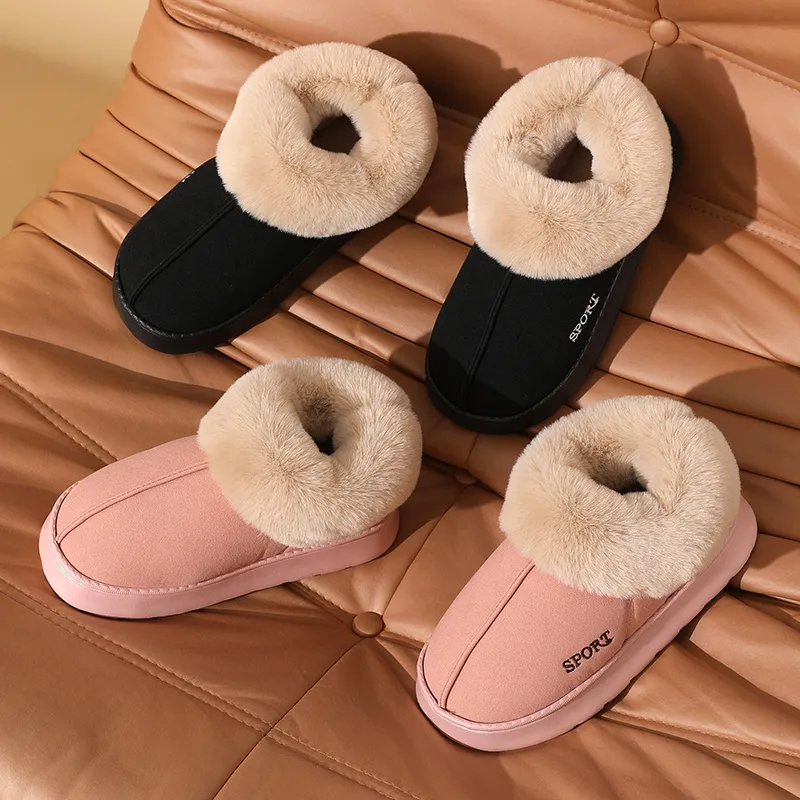 2024 Toboganes de envío gratis zapatos para mujeres de diseño gruesas zapatillas de algodón soledas zapatillas de parte inferior