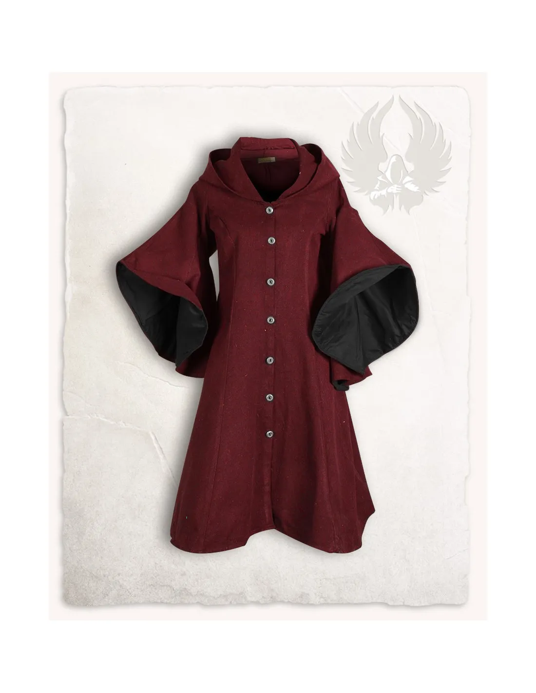 ABRIGO MEDIEVAL BURGUéS LILIAN EN COLOR BURDEOSNEGRO
