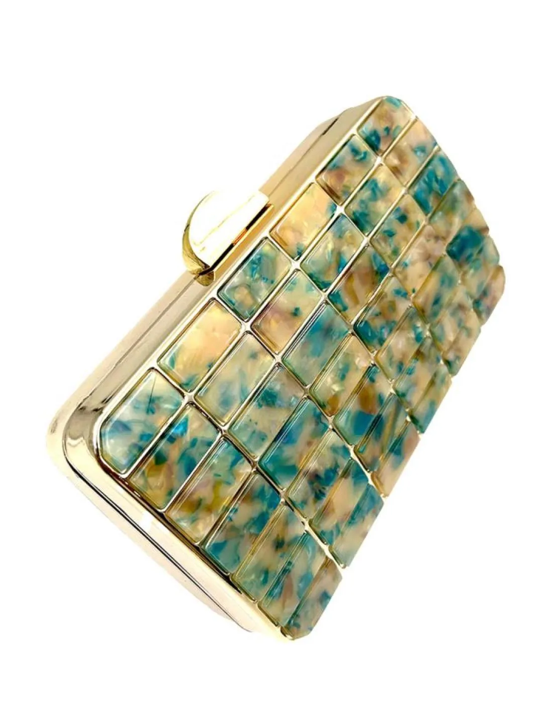 BOLSOS DE FIESTA CAREY VERDE AZULADO Y DORADO PARA BODAS