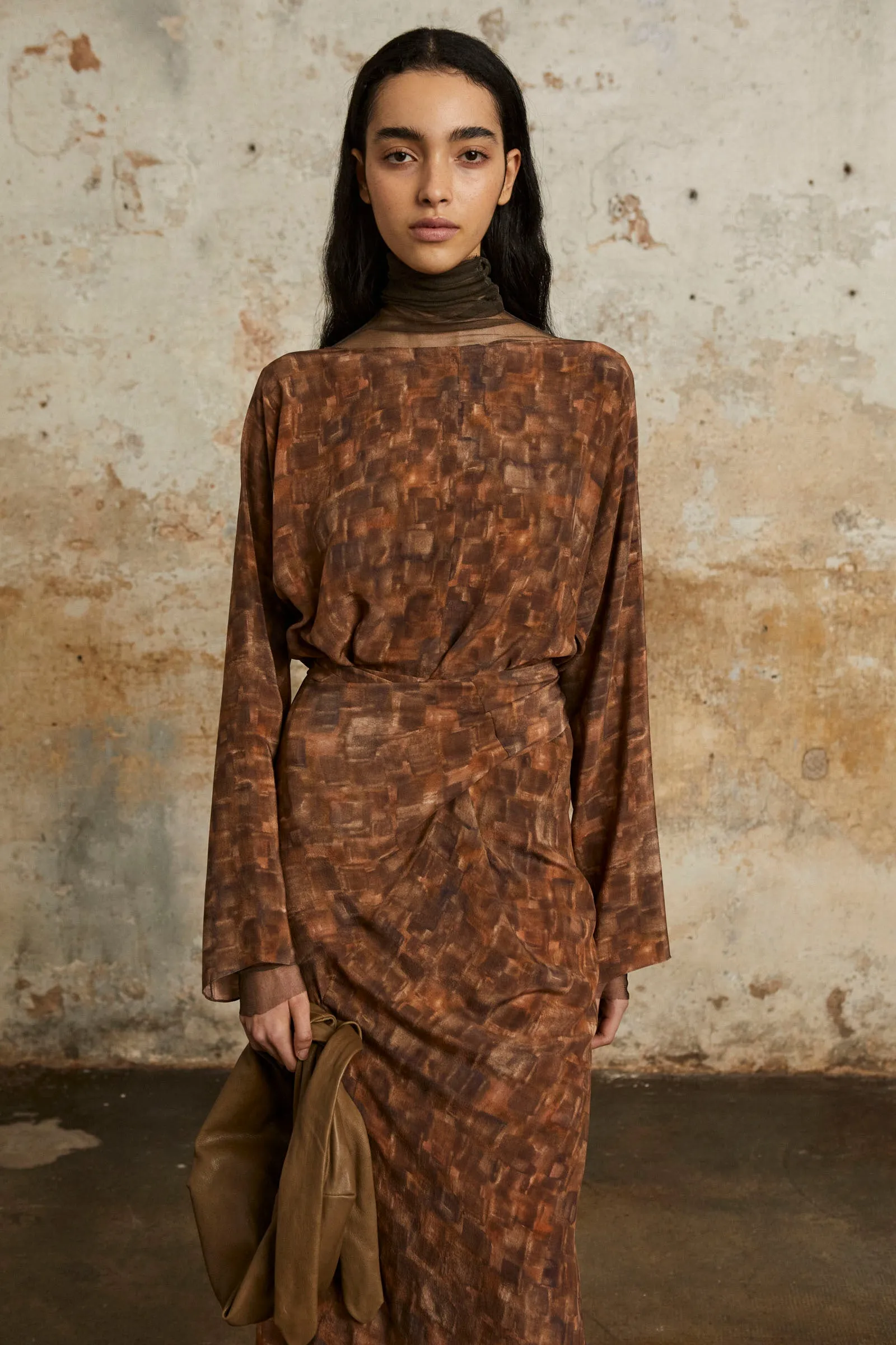 Braque, cube print silk dress