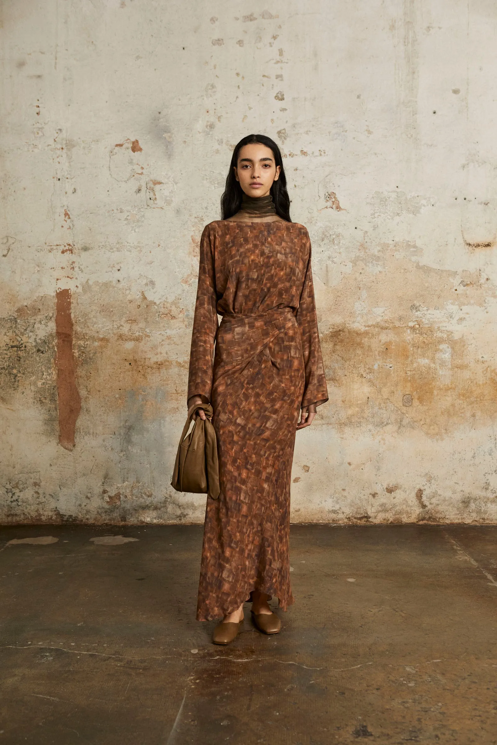 Braque, cube print silk dress