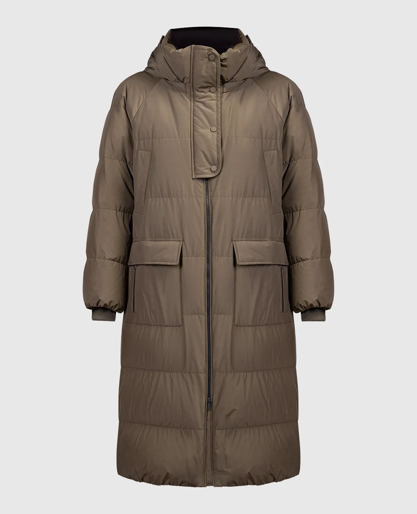 Brunello Cucinelli Brown down jacket with monil chain