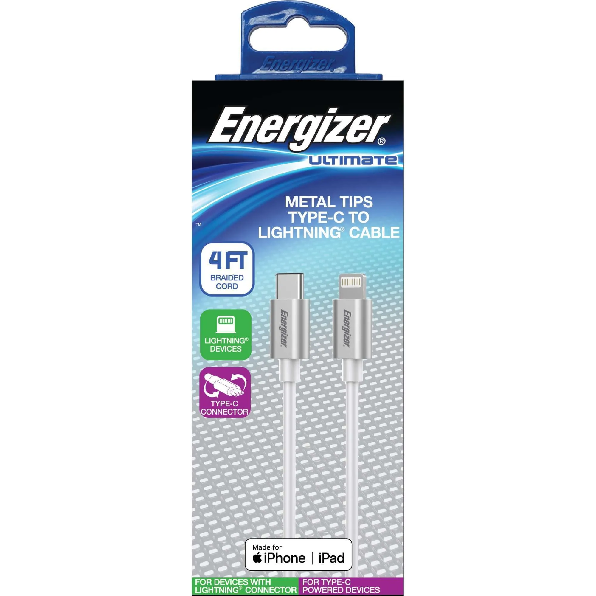 Cable de Carga 4 Pies Lightning Tipo C Blanco
