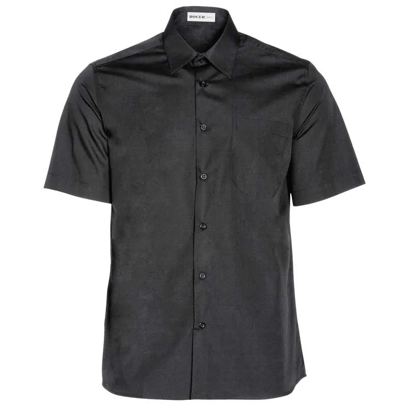 CAMISA BASIC NEGRA DE HOMBRE MANGA CORTA DELON  ROGER