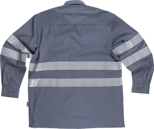 Camisa manga larga con 2 bolsos de pecho Gris