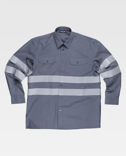 Camisa manga larga con 2 bolsos de pecho Gris