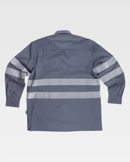 Camisa manga larga con 2 bolsos de pecho Gris