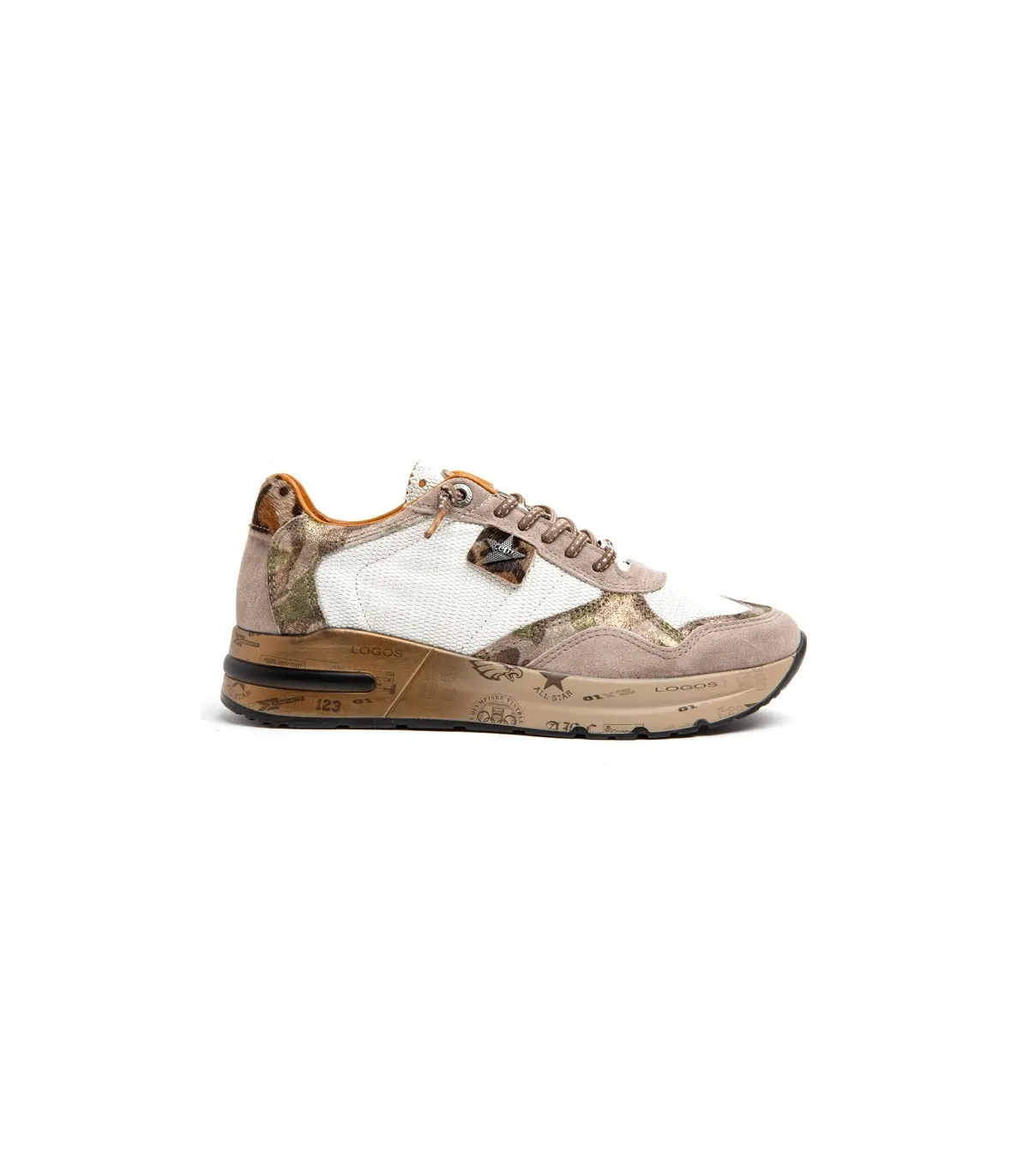 Deportivo combinado en nude y blanco roto