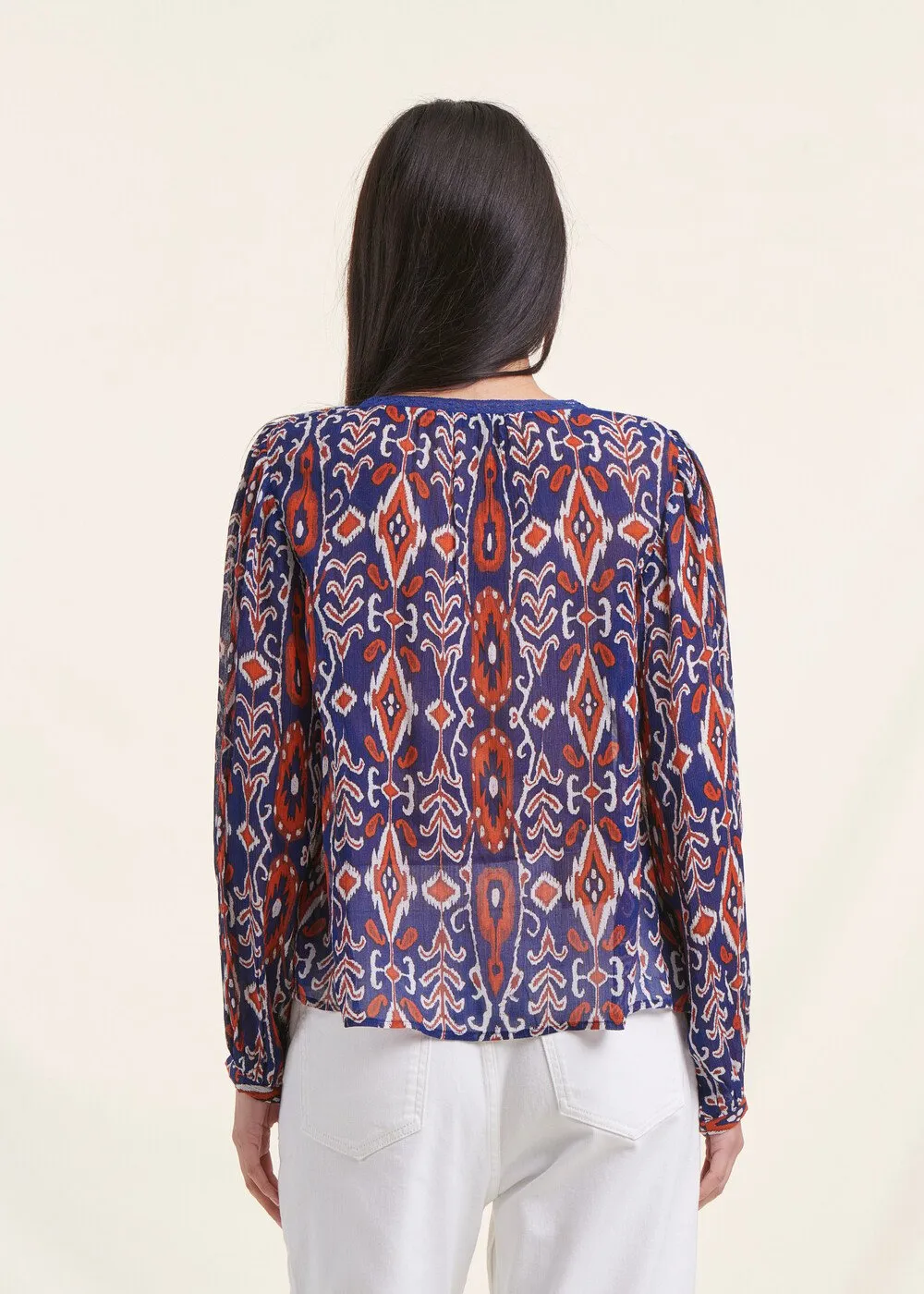 LA FEE MARABOUTEE Top recto con estampado gráfico y encaje en multicolor