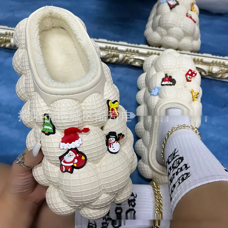 Los nuevos zapatos para mujeres de la mujer de la serie de Navidad de la serie de Navidad, zapatillas de algodón de algodón de a