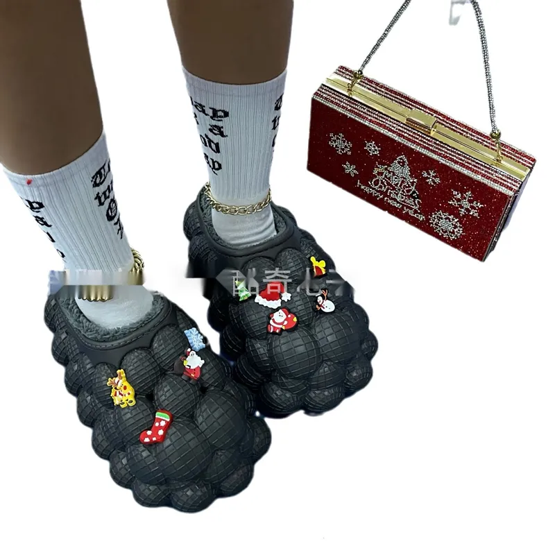 Los nuevos zapatos para mujeres de la mujer de la serie de Navidad de la serie de Navidad, zapatillas de algodón de algodón de a