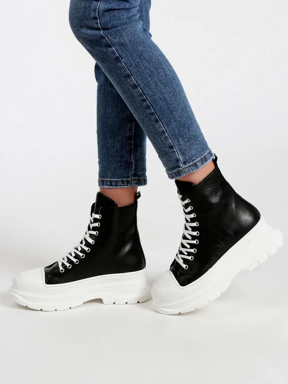 Made In Italy Genny Zapatillas altas de piel con plataforma