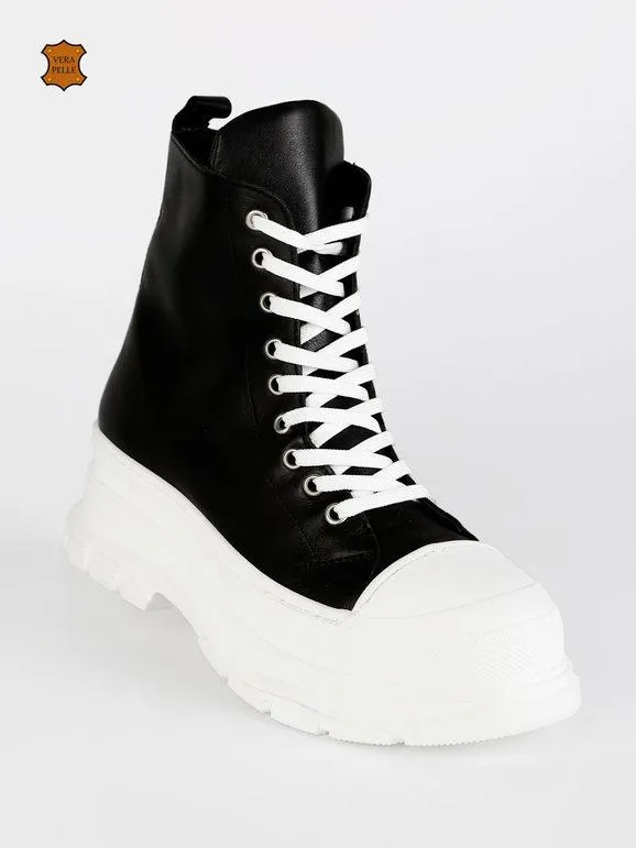 Made In Italy Genny Zapatillas altas de piel con plataforma