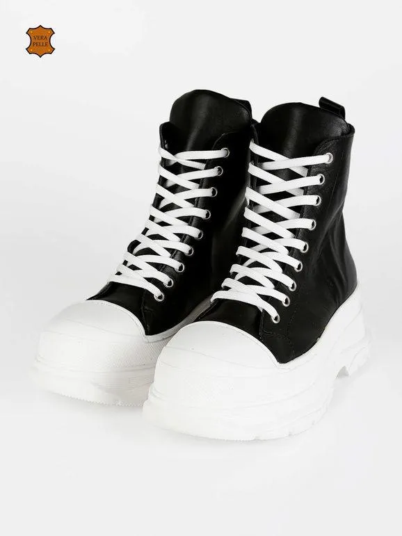 Made In Italy Genny Zapatillas altas de piel con plataforma