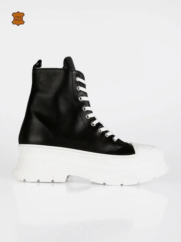 Made In Italy Genny Zapatillas altas de piel con plataforma
