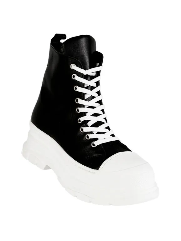 Made In Italy Genny Zapatillas altas de piel con plataforma