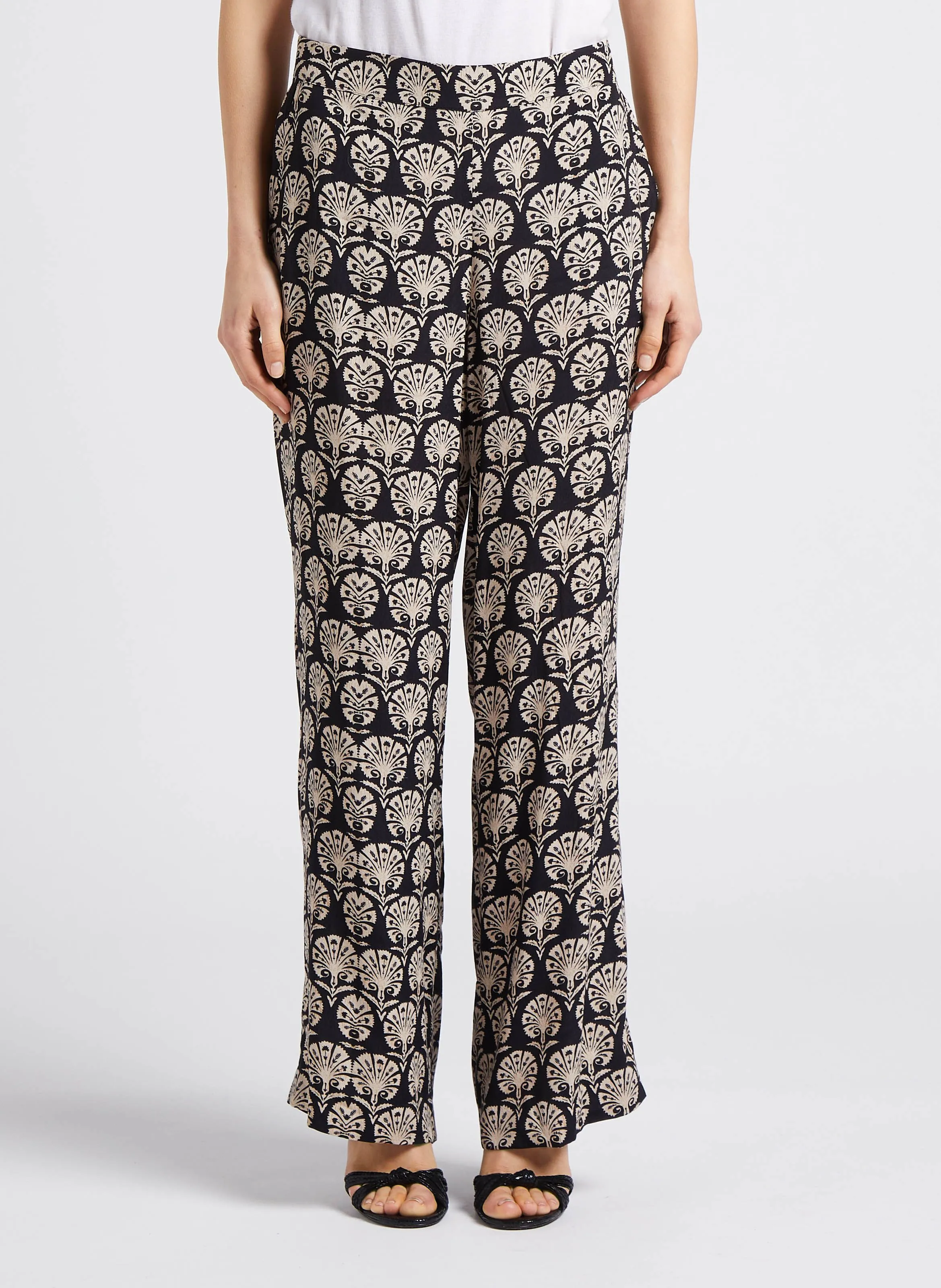 MAISON 123 LEANA BIS  PANTALóN FLUIDO ESTAMPADO EN NEGRO