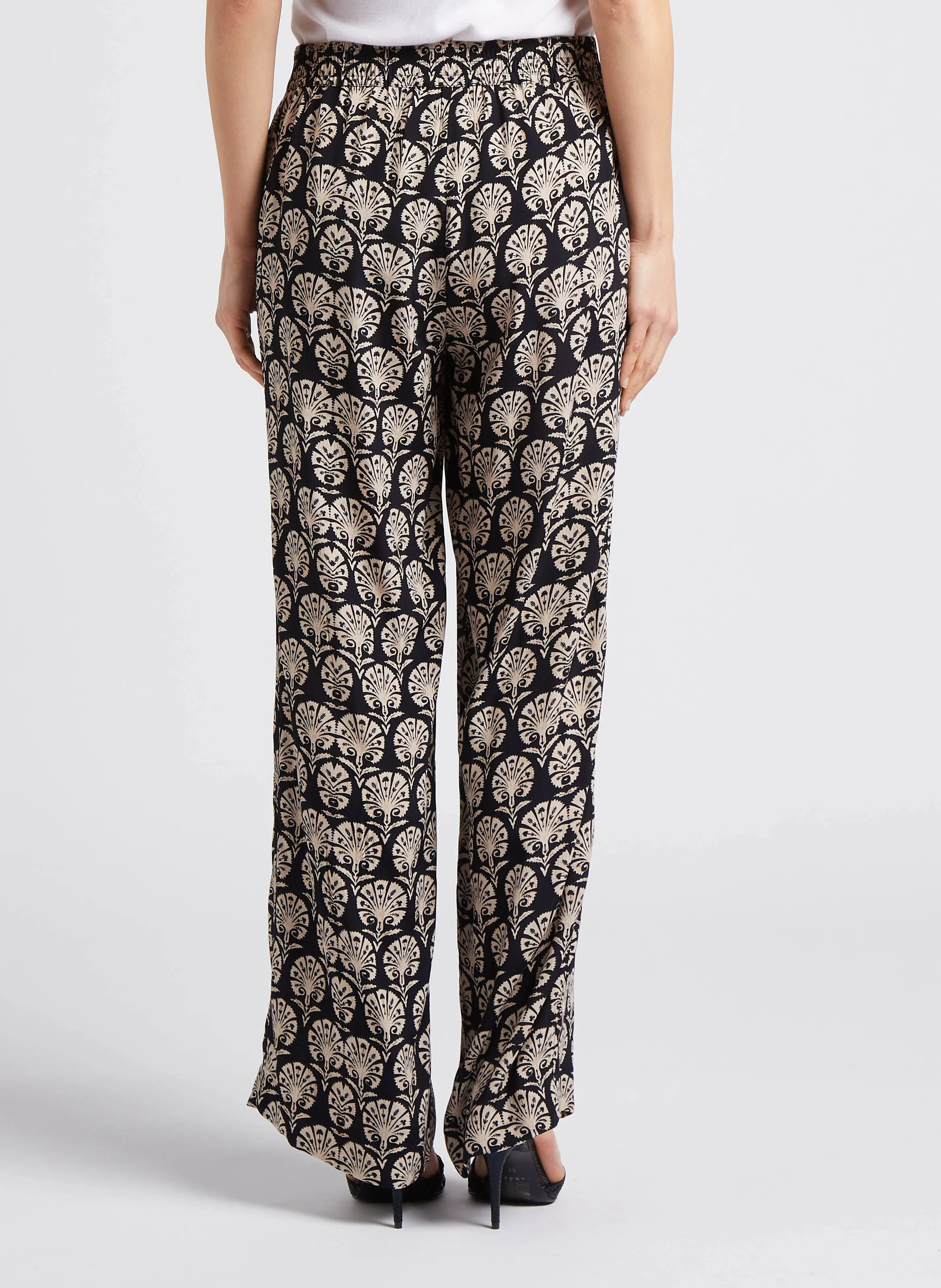 MAISON 123 LEANA BIS  PANTALóN FLUIDO ESTAMPADO EN NEGRO
