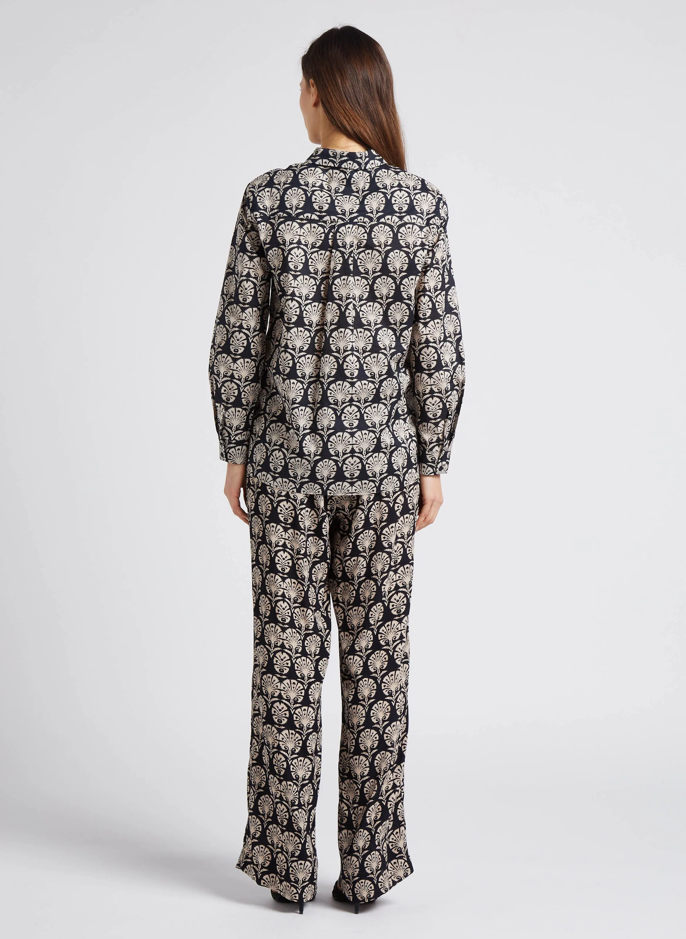 MAISON 123 LEANA BIS  PANTALóN FLUIDO ESTAMPADO EN NEGRO