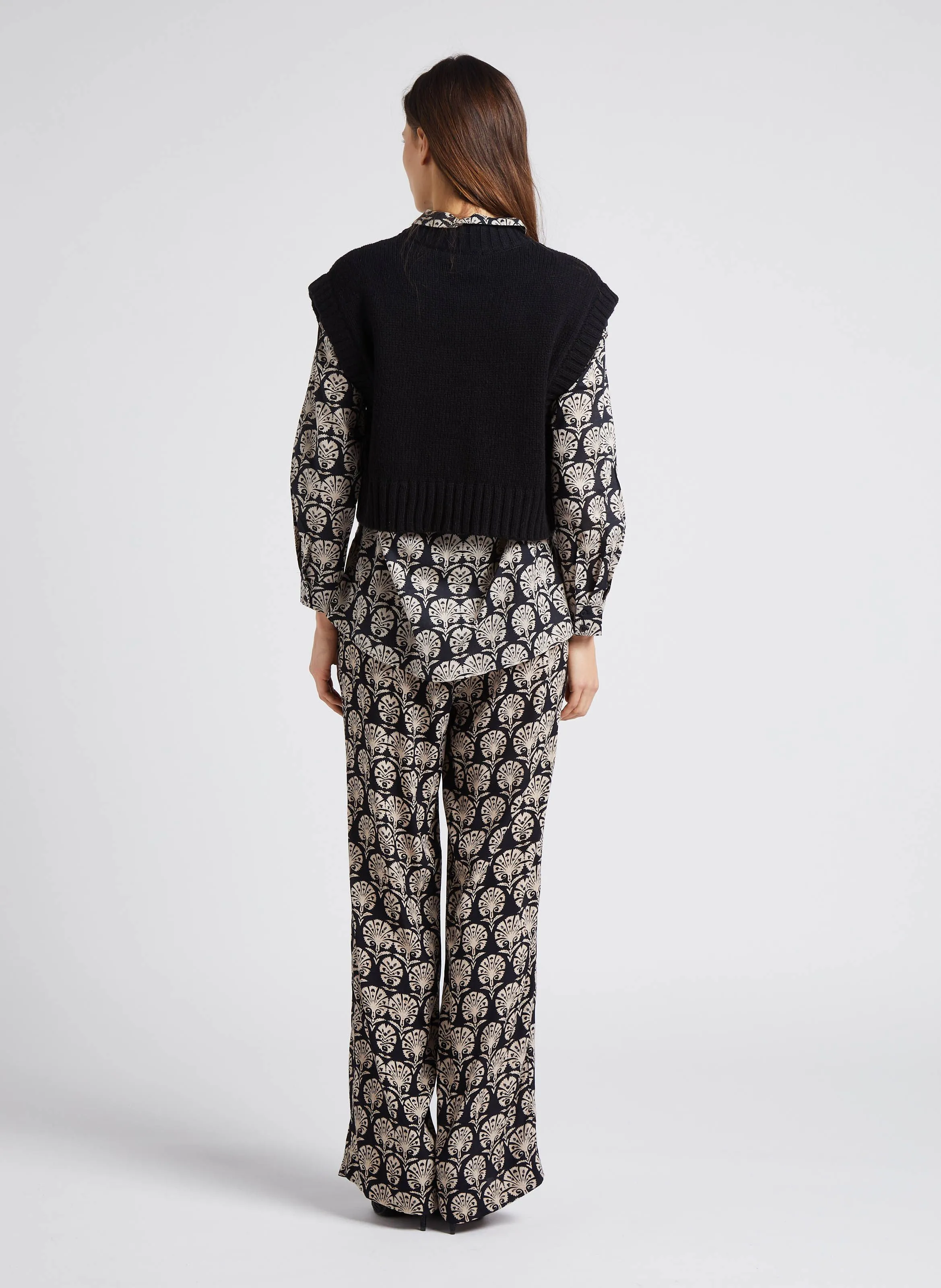 MAISON 123 LEANA BIS  PANTALóN FLUIDO ESTAMPADO EN NEGRO