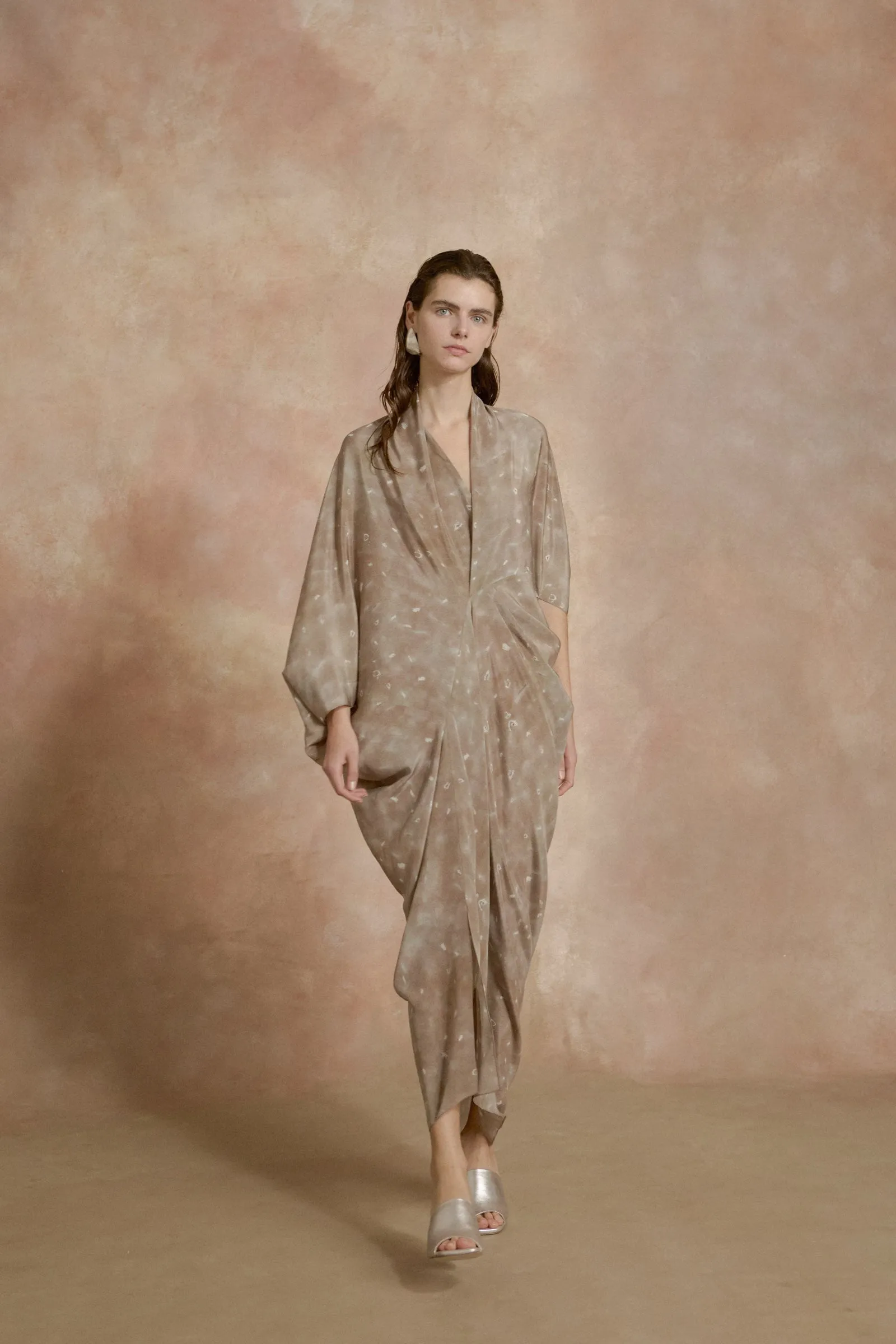 Mayu, sora print silk dress