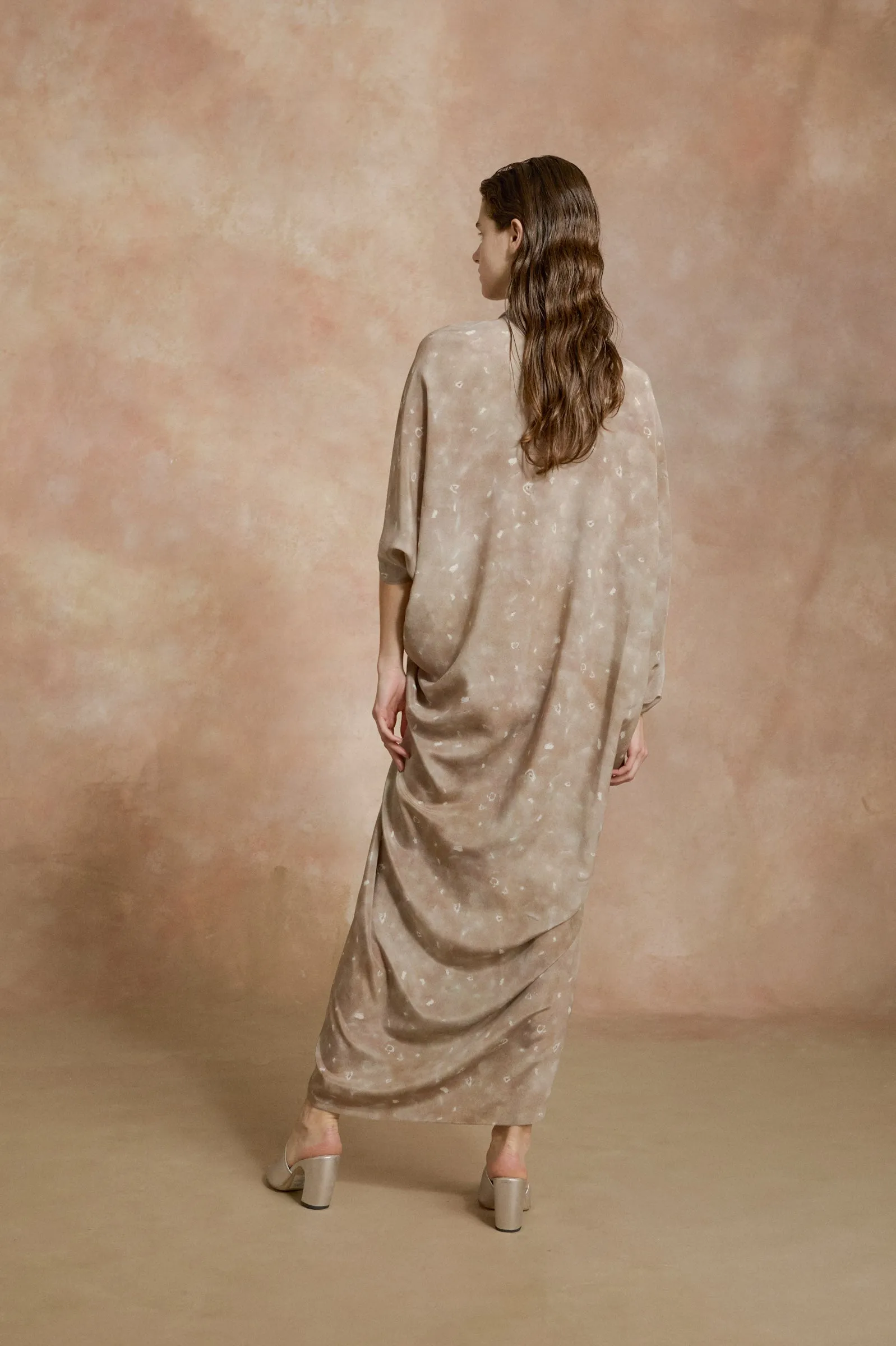Mayu, sora print silk dress
