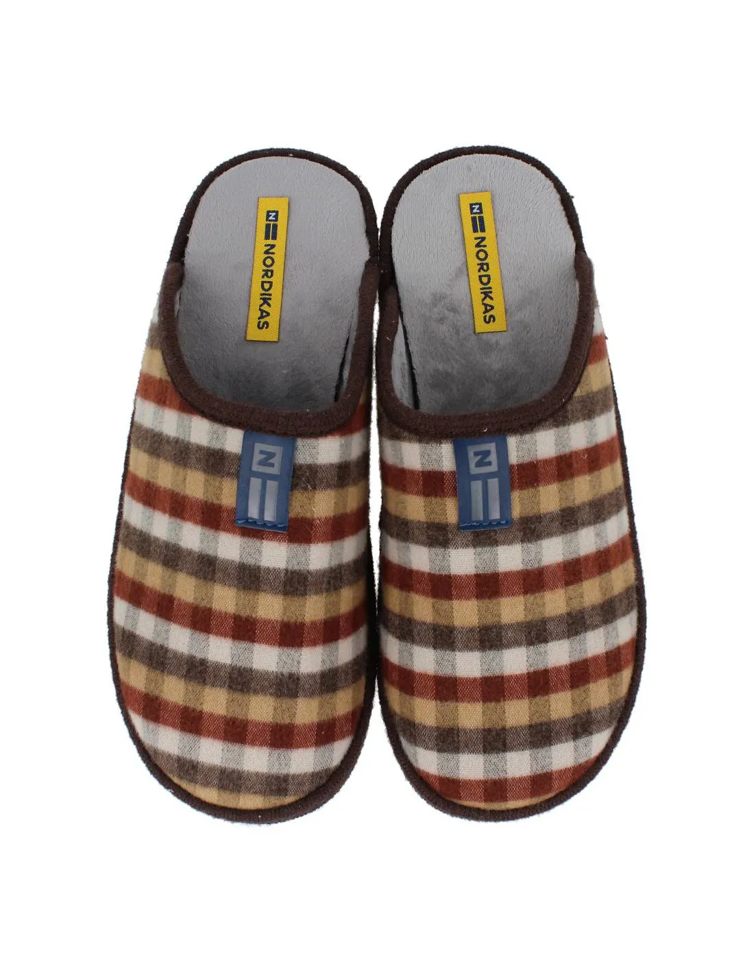 NORDIKAS  ZAPATILLAS DE CASA HOMBRE ESCOCéS MARRóN