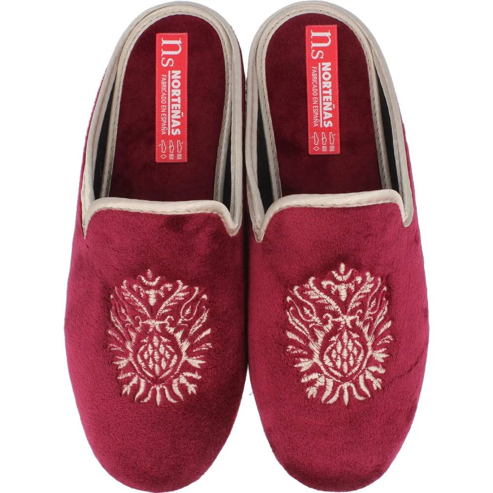 NORTEñAS  ZAPATILLAS DE CASA ESCUDO BORDADO BURDEOS