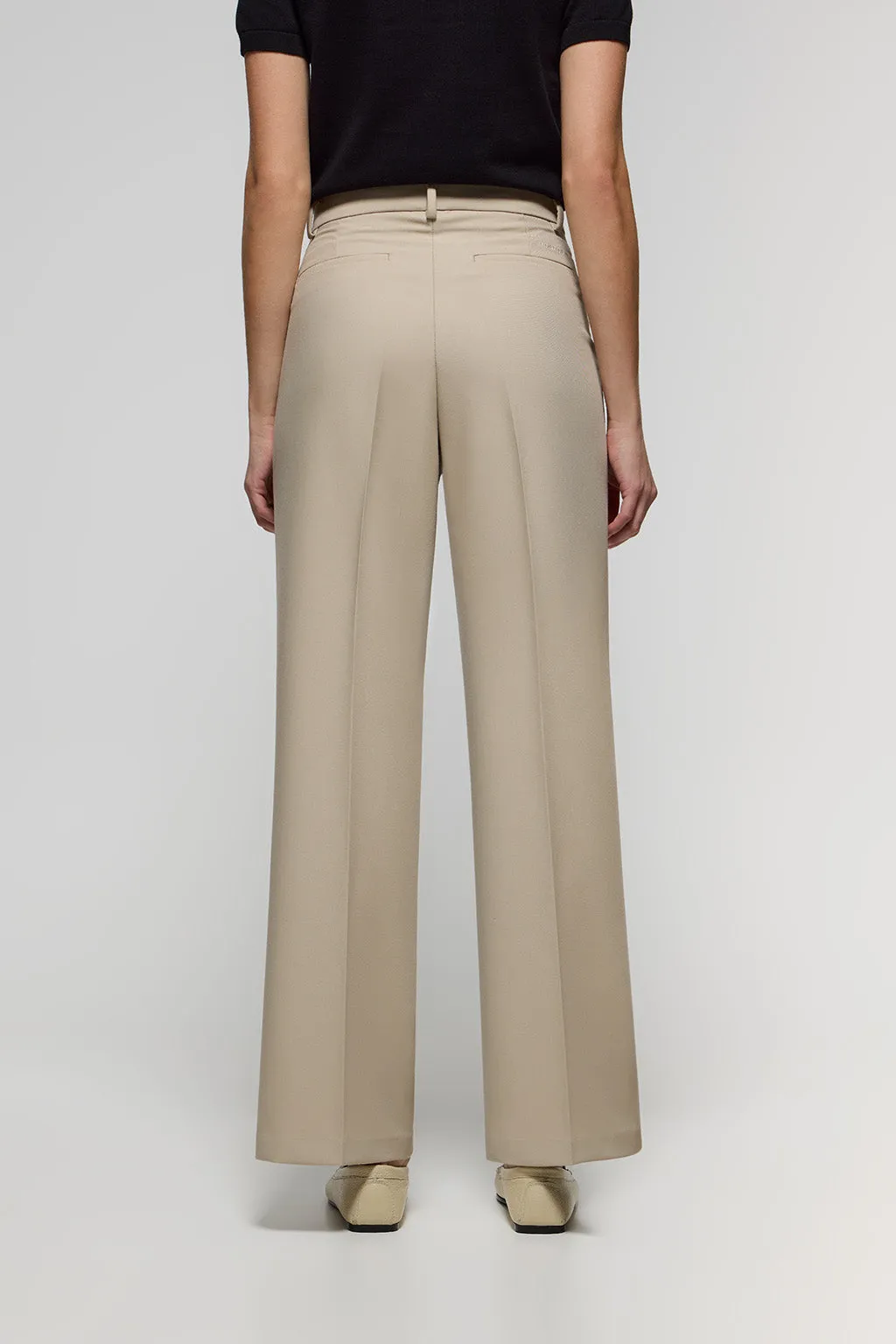 Pantalón ancho de vestir beige con detalles Polo Club