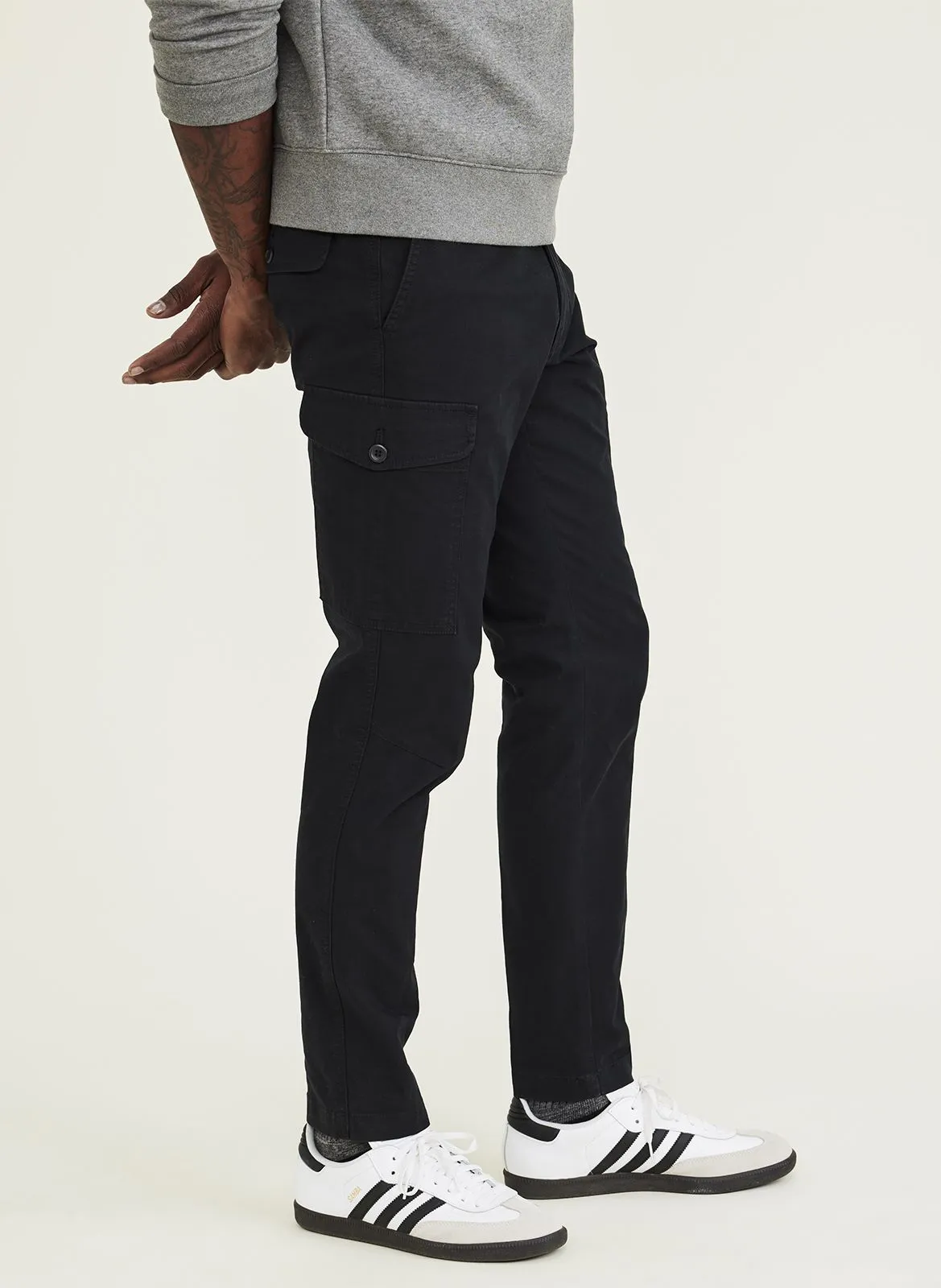 Pantalón cargo de algodón elástico en negro