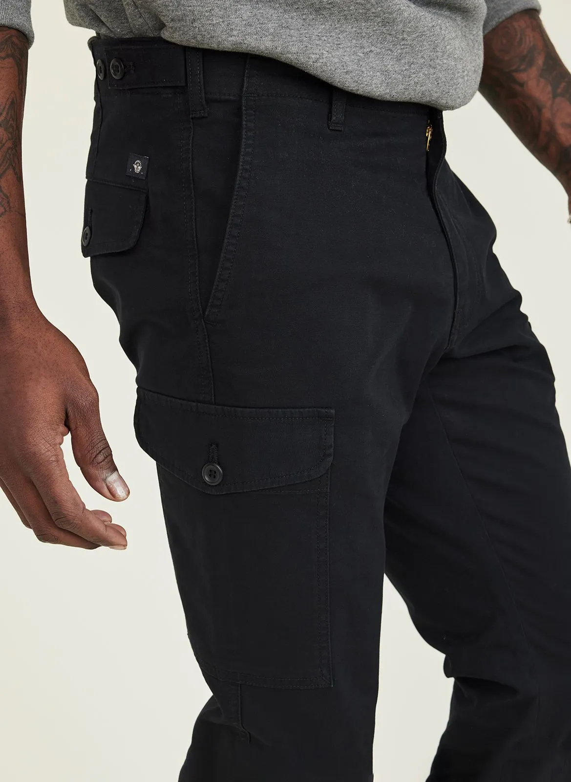 Pantalón cargo de algodón elástico en negro