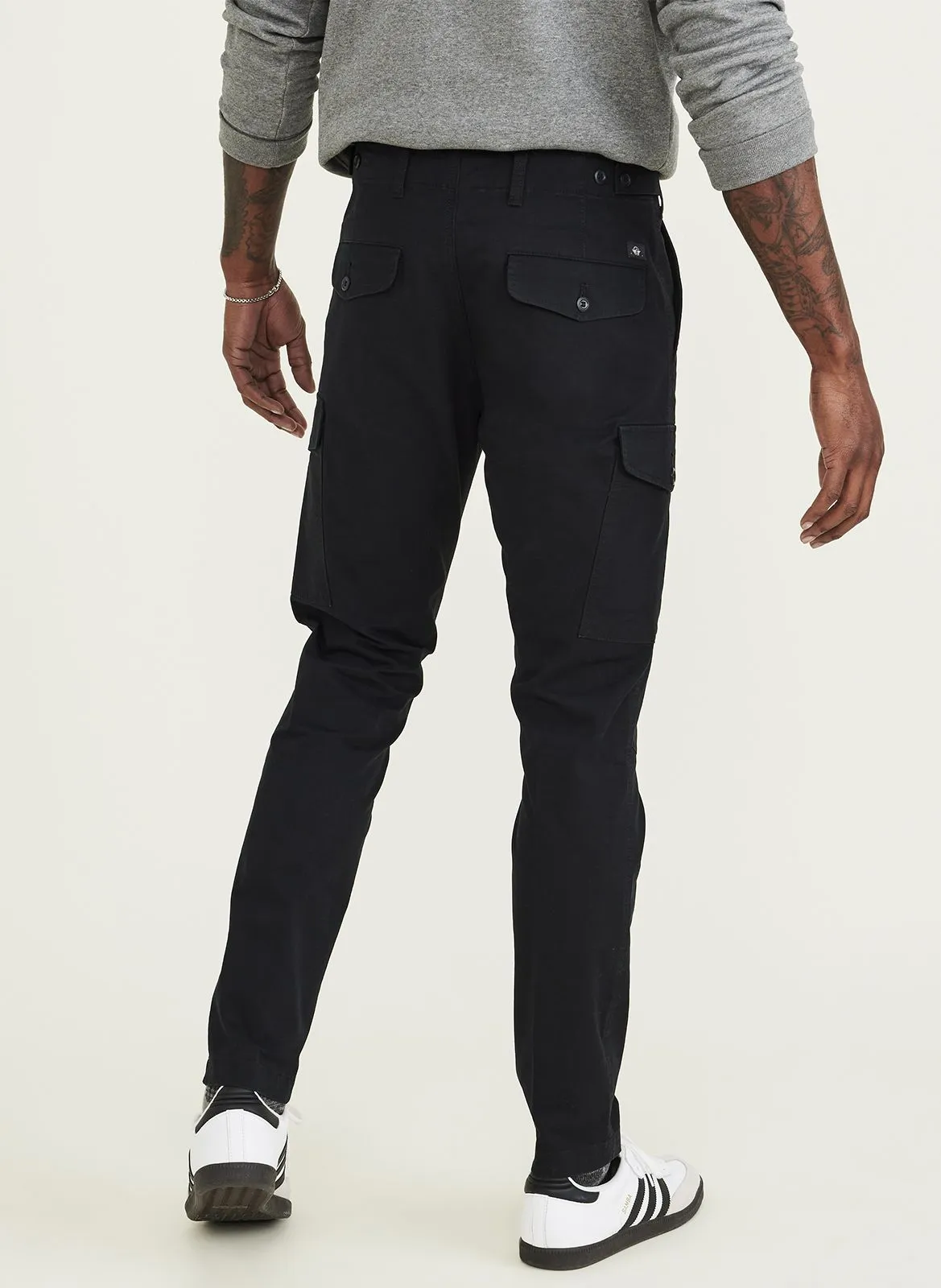 Pantalón cargo de algodón elástico en negro