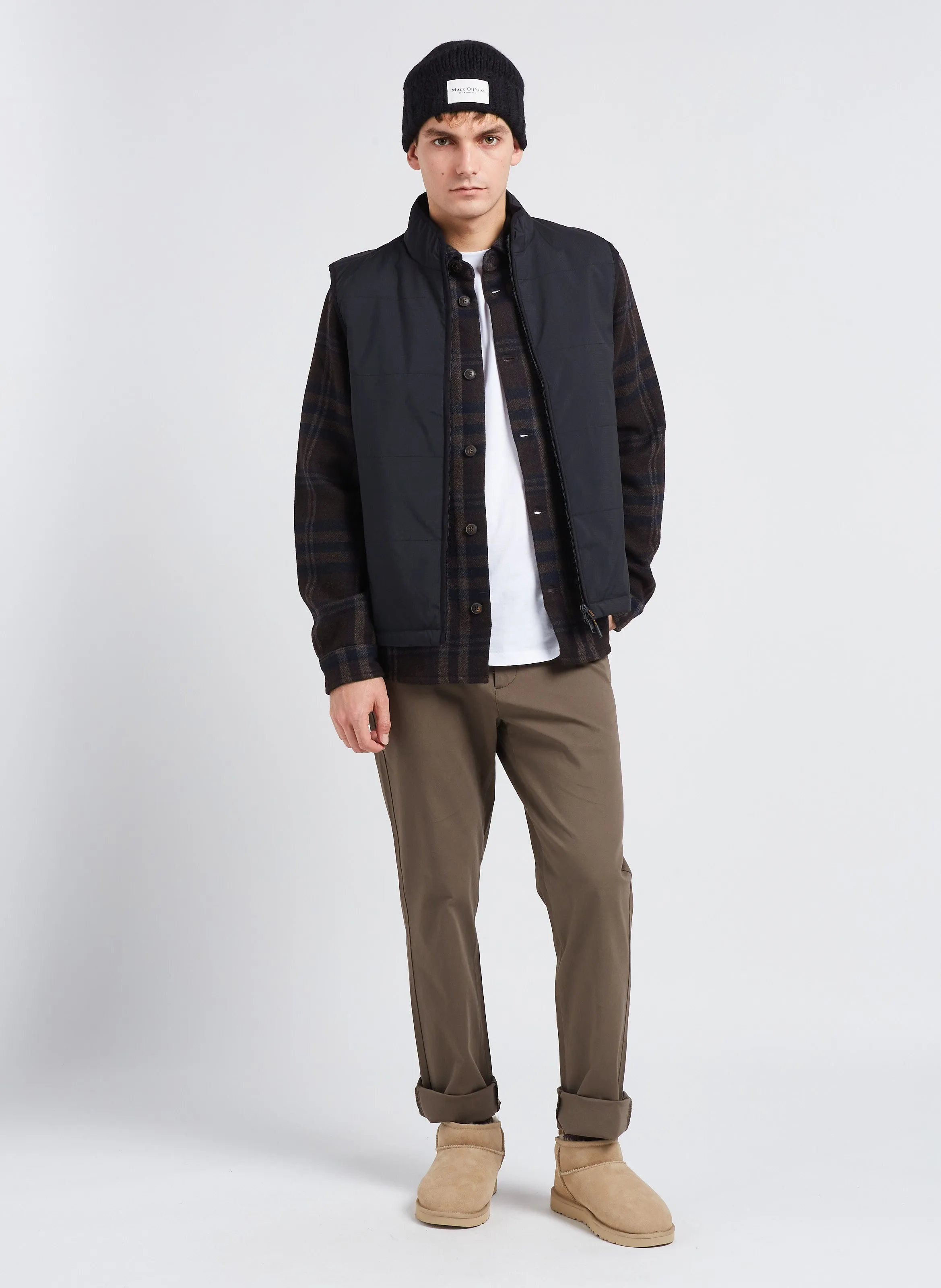 Pantalón chino slim fit de algodón elástico en caqui
