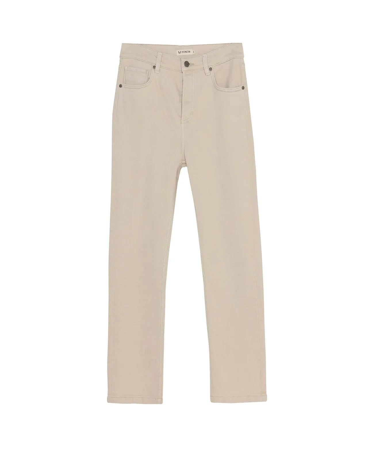Pantalón recto color crema tiro medio