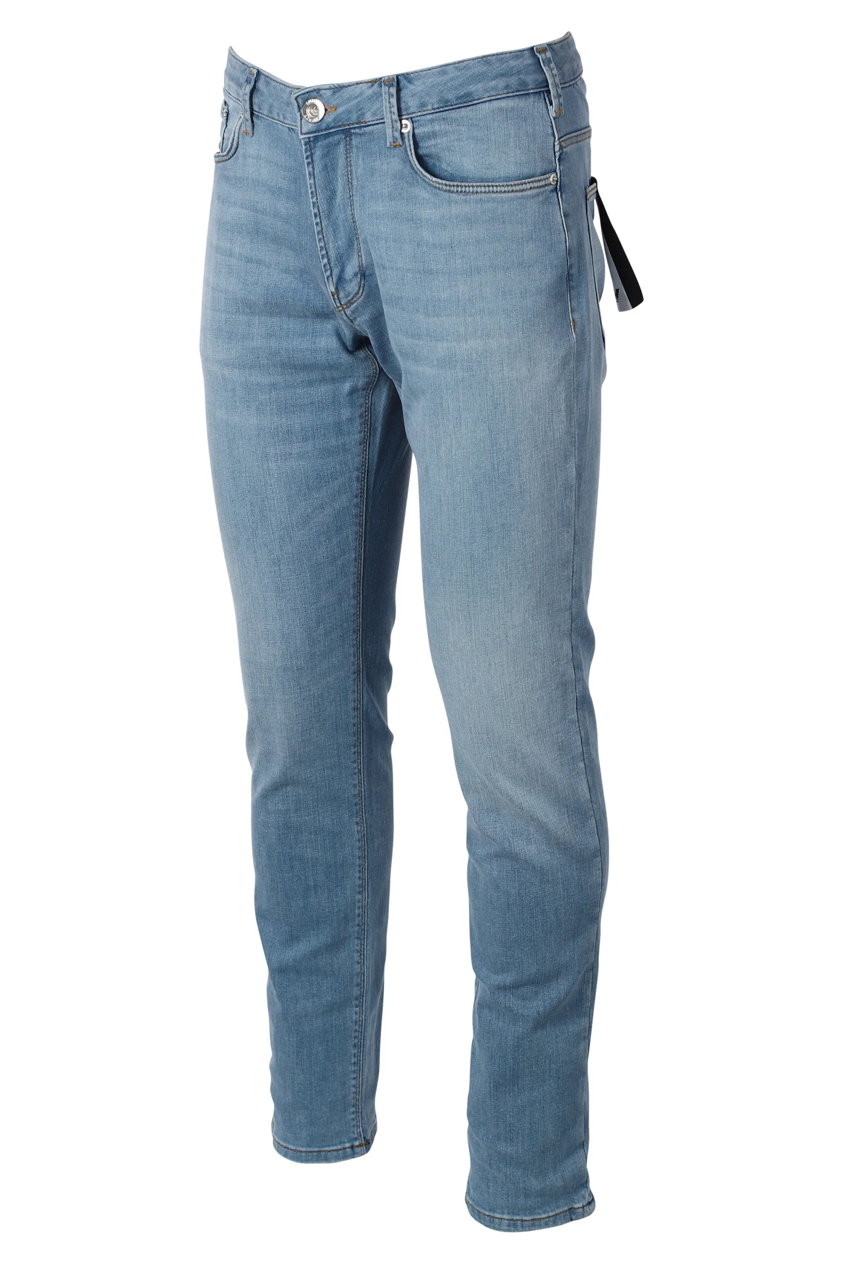 Pantalón vaquero azul claro con minilogo metal