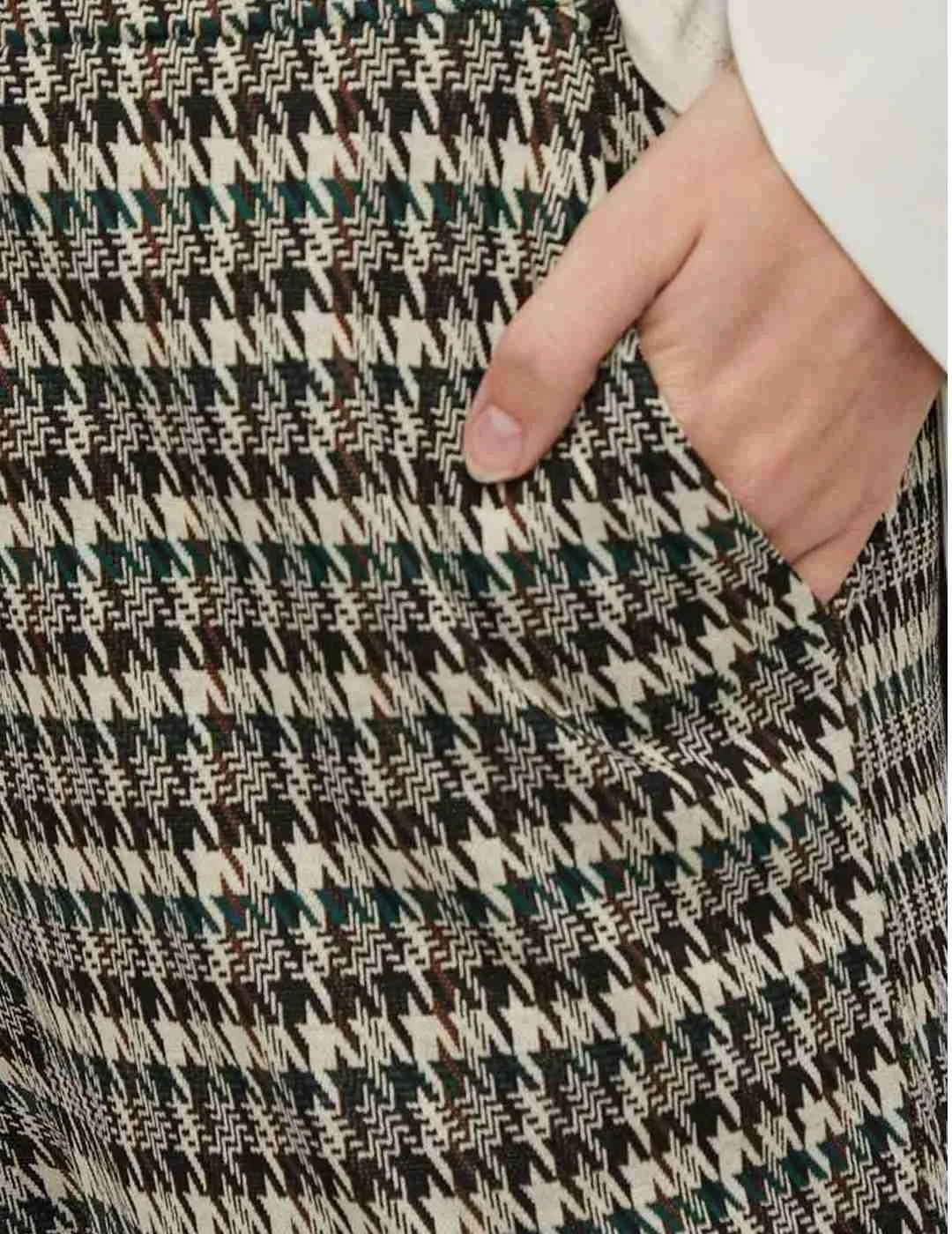 Pantalón Vila Raja cuadros marrón estampado para mujer