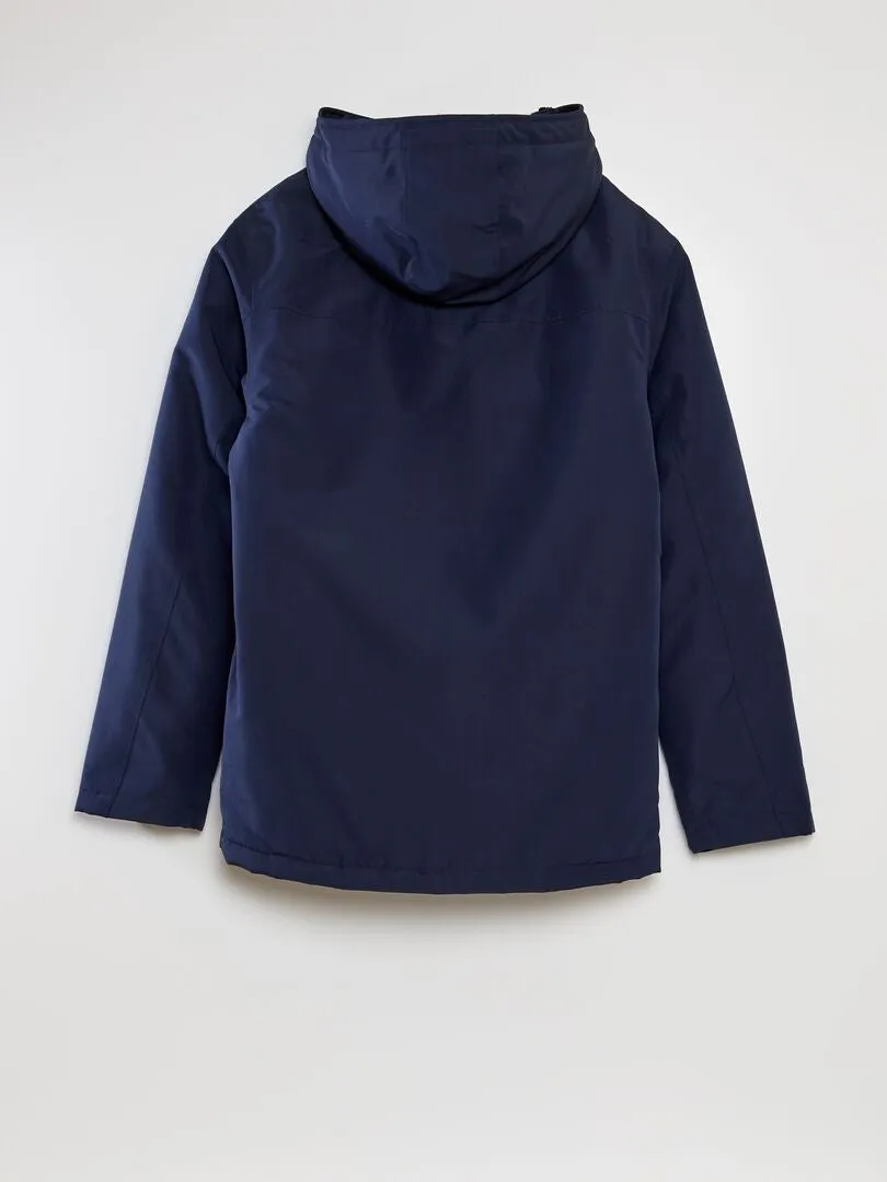 PARKA CORTA IMPERMEABLE CON CAPUCHA  AZUL