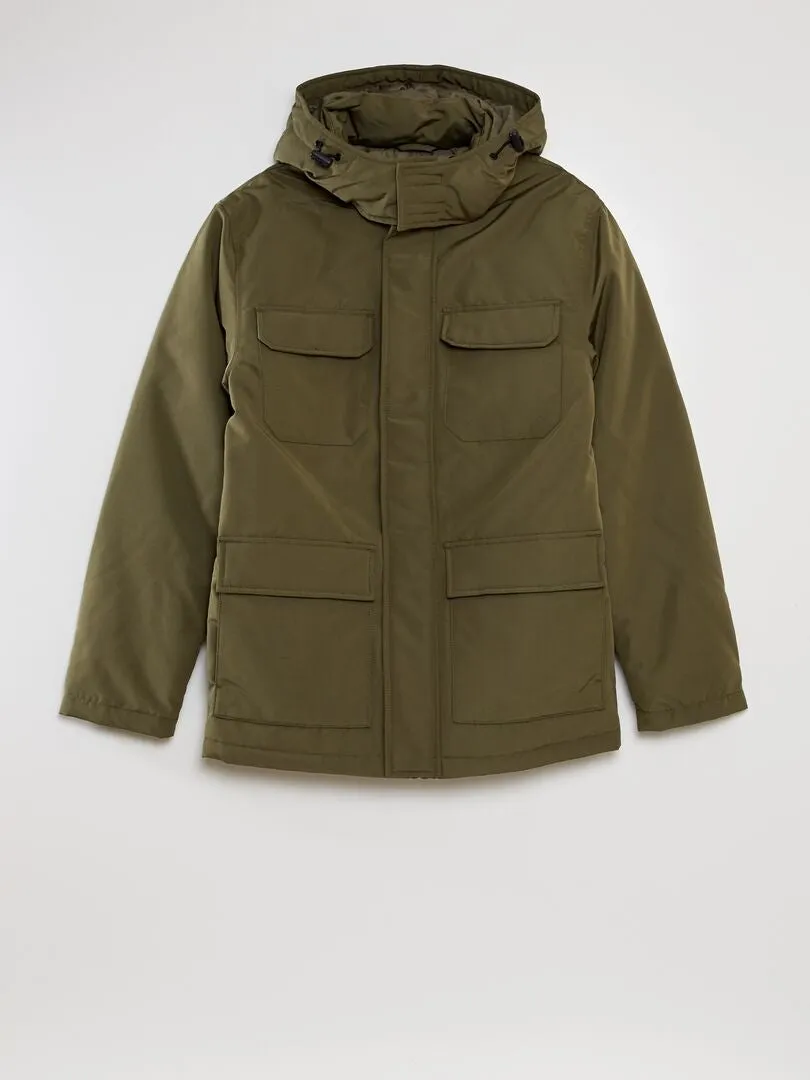 PARKA CORTA IMPERMEABLE CON CAPUCHA  KAKI