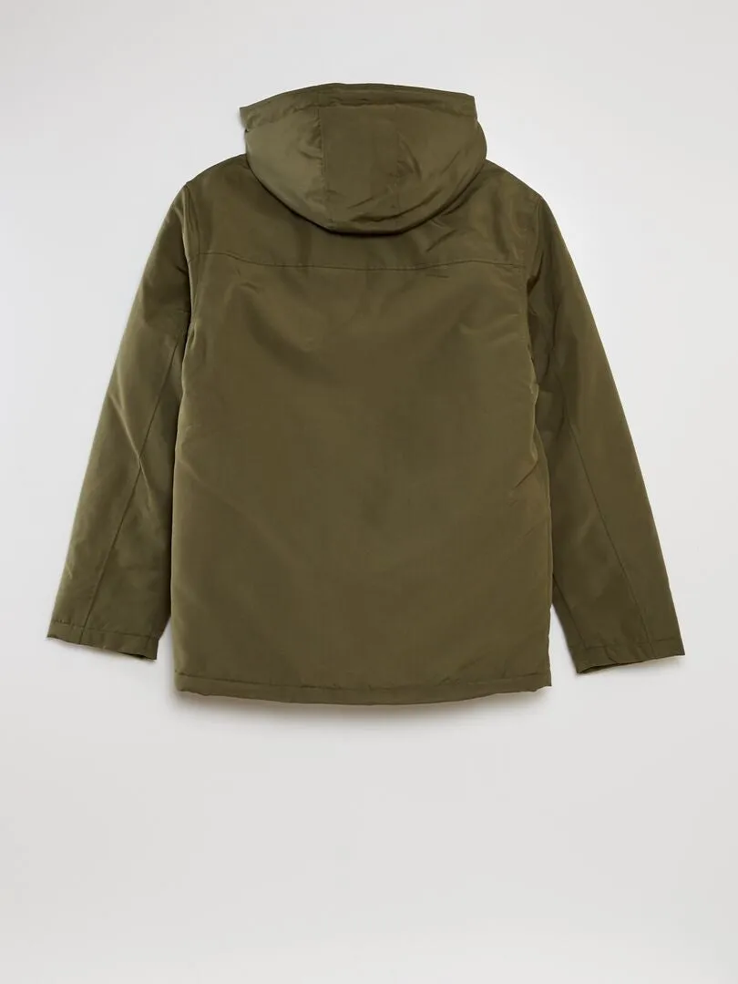 PARKA CORTA IMPERMEABLE CON CAPUCHA  KAKI