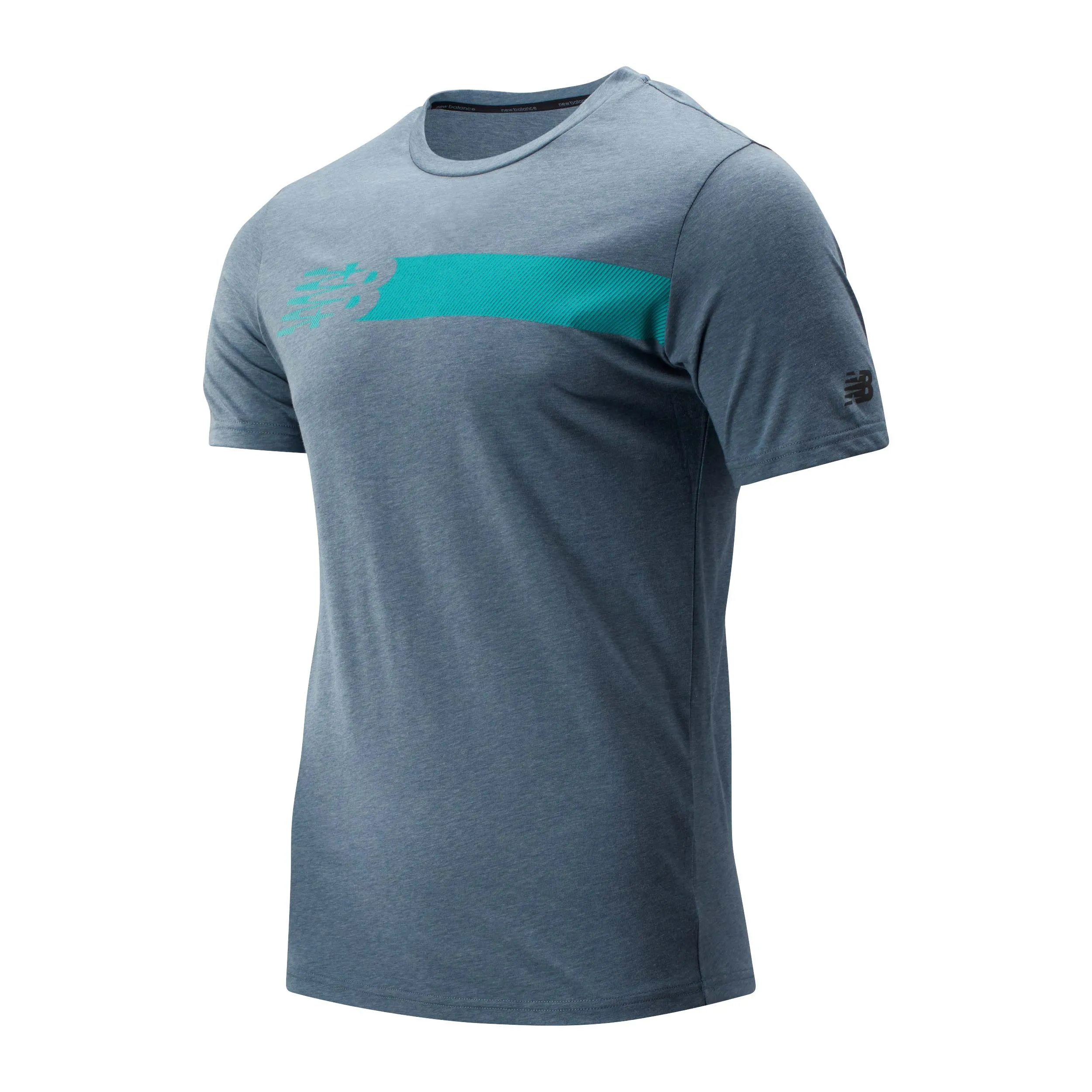 Polera Hombre New Balance Graphic Heathertech Azul