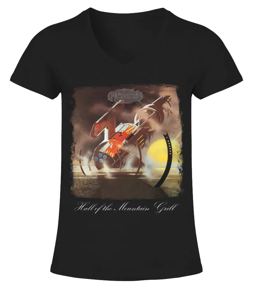 RK70S309BK. HAWKWIND  HALL OF THE MOUNTAIN GRILL (1974) CAMISETA CUELLO PICO MUJER