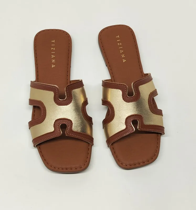 Sandalias Y Zue Tiziana 2021 piel dorado