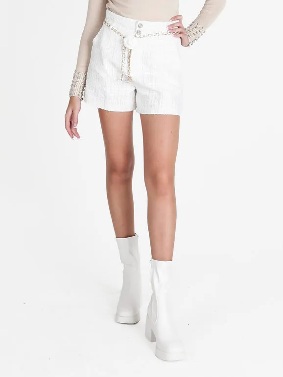 Solada Pantalón corto de mujer de talle alto con lúrex.
