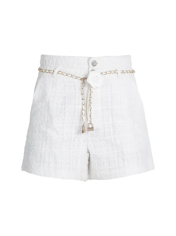 Solada Pantalón corto de mujer de talle alto con lúrex.