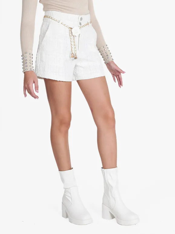 Solada Pantalón corto de mujer de talle alto con lúrex.